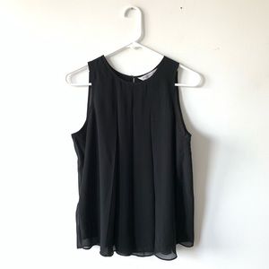 BCBGeneration Crewneck Pleated Chiffon Tank Top